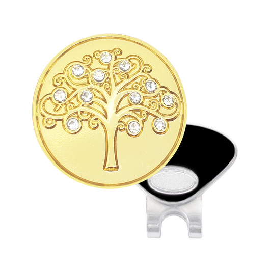 Gold Tree of Life Golf Ball Marker with Swarovski Crystals by Navika