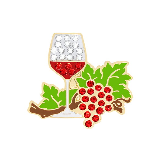 Red Wine Glass Golf Ball Marker with Swarovski Crystals by Navika