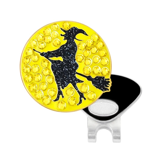 Halloween Witch Glitz Ball Marker adorned with Crystals from Swarovski®- with Hat Clip