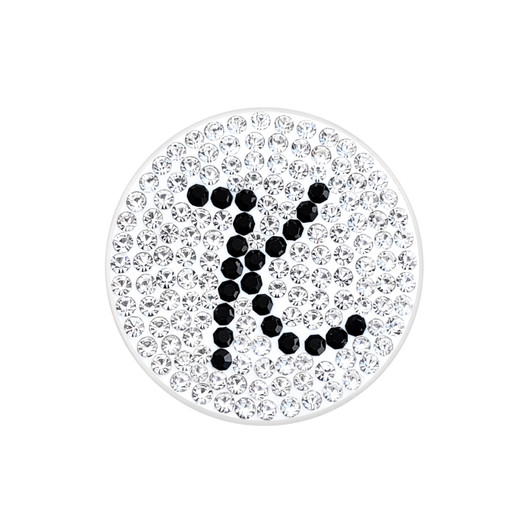 Initial "K" Black Micro Pave Crystal Ball Marker with Hat Clip