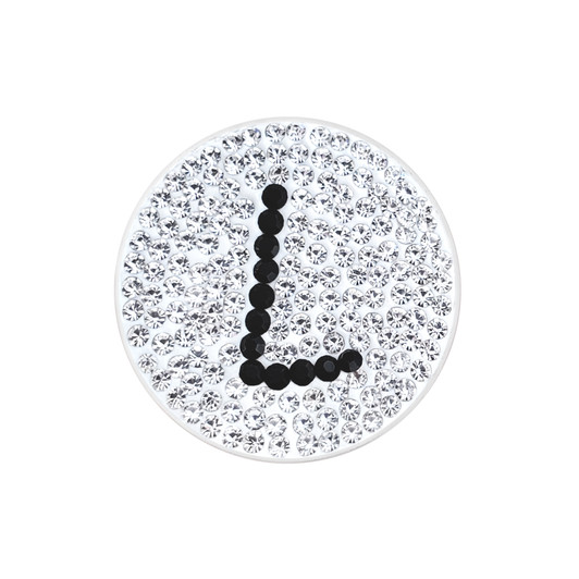 Initial "L" Black Micro Pave Crystal Ball Marker with Hat Clip