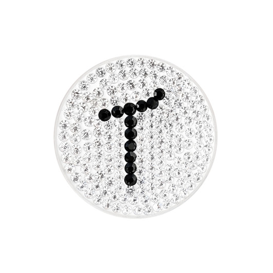 Initial "T" Black Micro Pave Crystal Ball Marker with Hat Clip