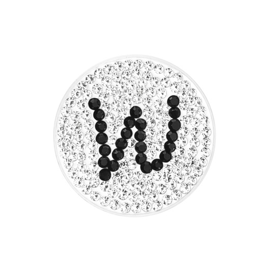 Initial "W" Black Micro Pave Crystal Ball Marker with Hat Clip