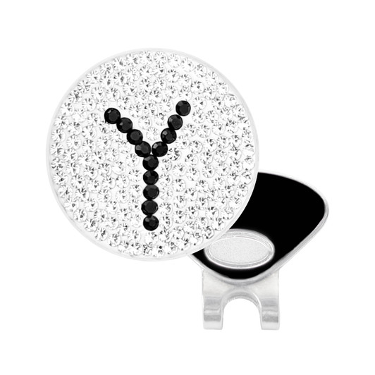 Initial "Y" Black Micro Pave Crystal Ball Marker with Hat Clip