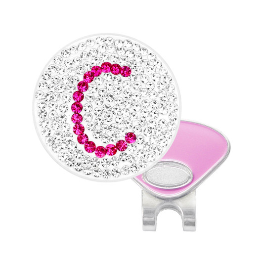 Initial "C" Pink Micro Pave Crystal Ball Marker with Hat Clip