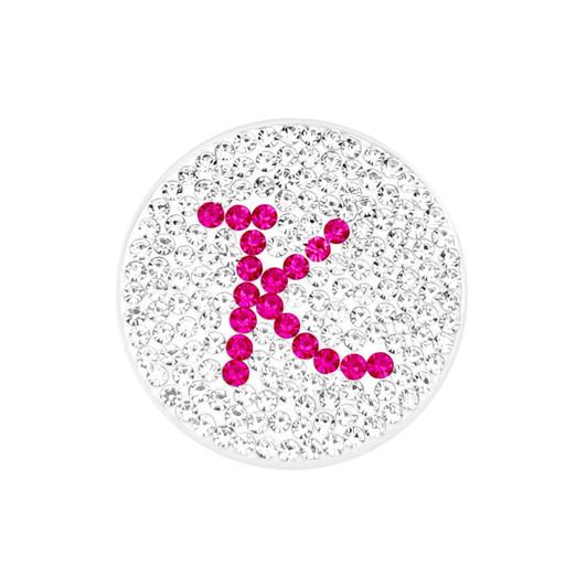 Initial "K" Pink Micro Pave Crystal Ball Marker with Hat Clip
