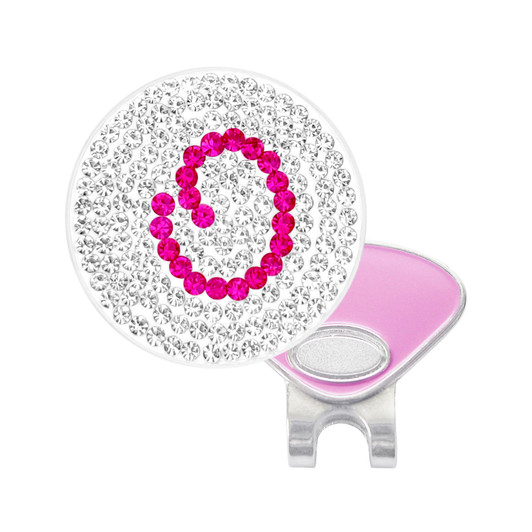 Initial "O" Pink Micro Pave Crystal Ball Marker with Hat Clip