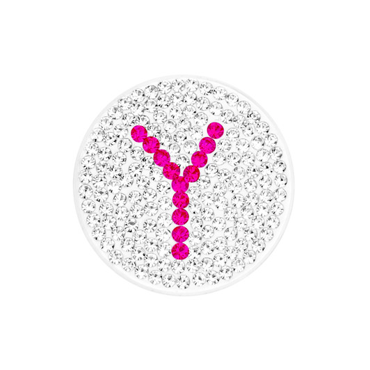Initial "Y" Pink Micro Pave Crystal Ball Marker with Hat Clip