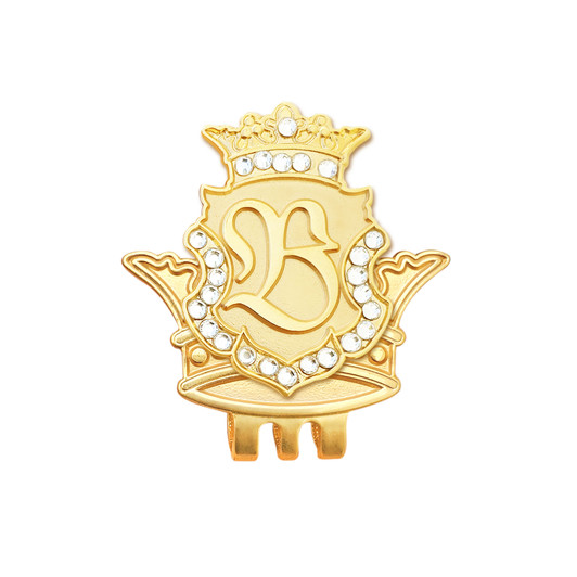 Royal Initial "B" Gold Ball Marker adorned with Crystals from Swarovski® + Matching Crown Clip