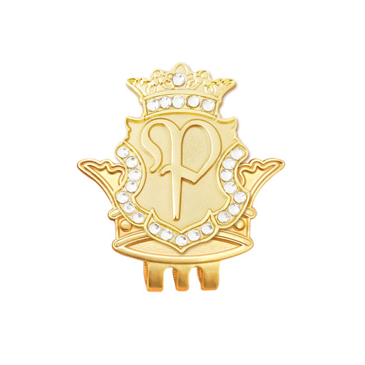 Royal Initial "P" Gold Ball Marker adorned with Crystals from Swarovski® + Matching Crown Clip