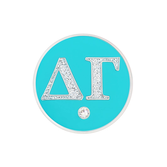 Delta Gamma Silver & Teal Sorority Magnetic Ball Marker and Hat Clip