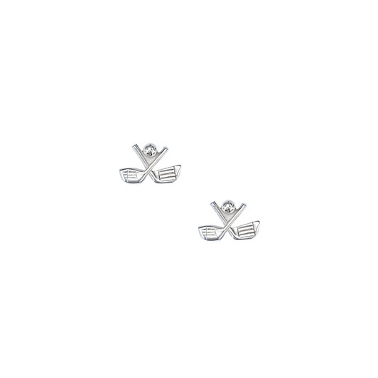 Sterling Silver Crossed Clubs Stud Earrings