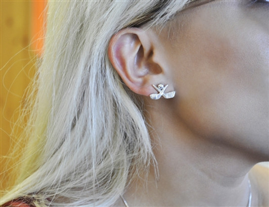 Sterling Silver Crossed Clubs Stud Earrings with Golf Ball *ONLY 15 LEFT* Sterling Silver Crossed Clubs Stud Earrings with Golf Ball *ONLY 15 LEFT*