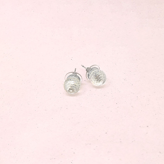 Crystal Faceted Clear Crystal Golf Ball Stud Earrings