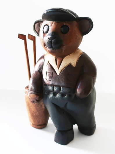 Teddy The Caddy Hand-Carved Wooden Statue