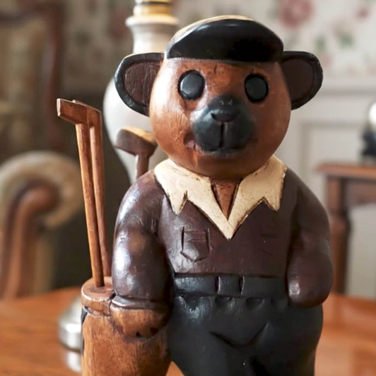 Teddy The Caddy Hand-Carved Wooden Statue