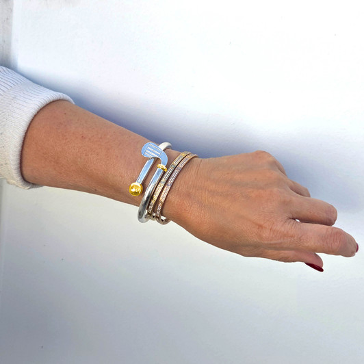 Two Tone Golf Jewelry .925 Sterling Silver Golf Bangle - Fine Jewelry