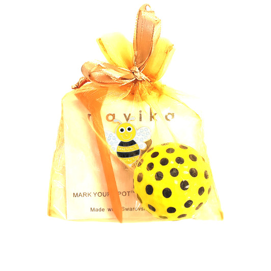 Gift Set - Yellow Polka Dot Golf Ball & Bumble Bee Ball Marker with Crystals from Swarovski® Gift Set