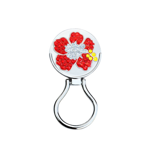 Eyeglass Holder With Removable Red Hibiscus Crystal Ball Marker