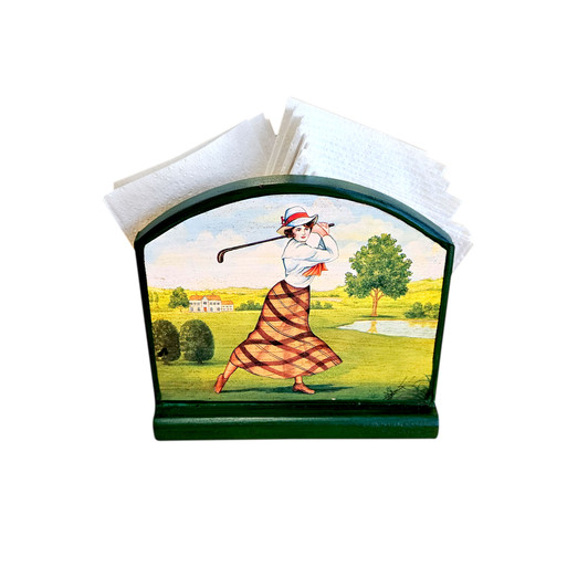 Vintage Golfing Lady Mail/Napkin Holder