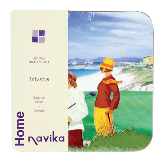 Vintage Beachside Golf Trivets