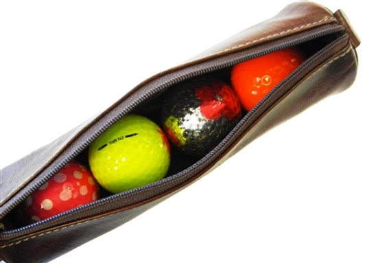 Brown Italian Leather Zip-Up Ditty Bag