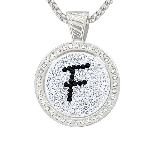 Chameleon Magnetic Necklace with Interchangeable "F" Micro Pave Crystal Golf Ball Marker in Black