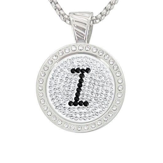 Chameleon Magnetic Necklace with Interchangeable "I" Micro Pave Crystal Golf Ball Marker in Black