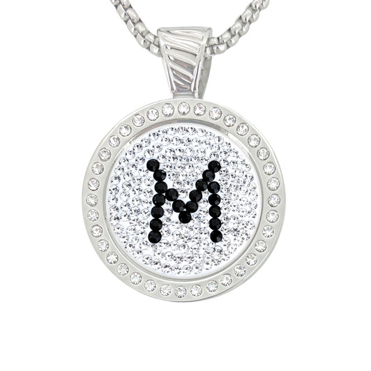 Chameleon Magnetic Necklace with Interchangeable "M" Micro Pave Crystal Golf Ball Marker in Black