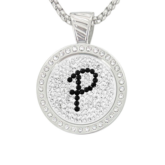 Chameleon Magnetic Necklace with Interchangeable "P" Micro Pave Crystal Golf Ball Marker in Black