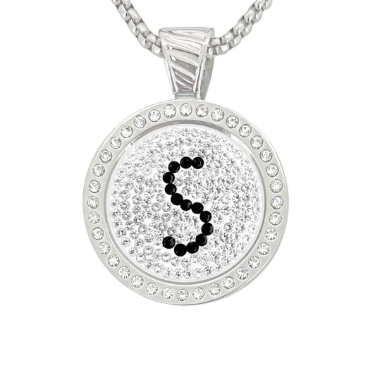 Chameleon Magnetic Necklace with Interchangeable "S" Micro Pave Crystal Golf Ball Marker in Black