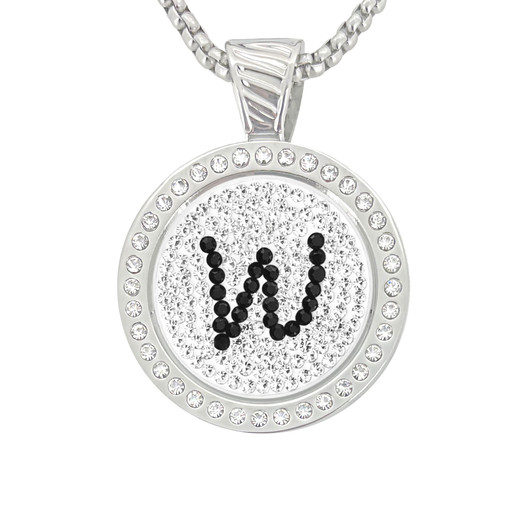Chameleon Magnetic Necklace with Interchangeable "W" Micro Pave Crystal Golf Ball Marker in Black