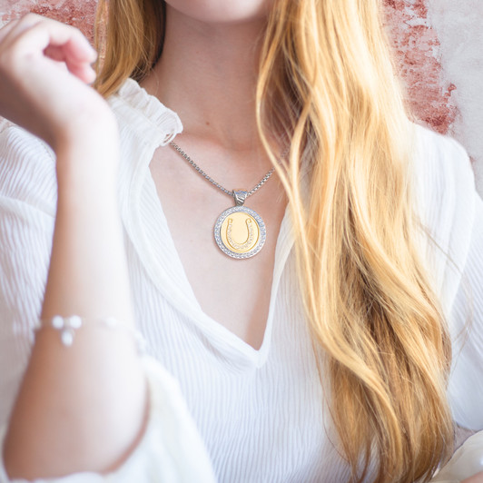 Chameleon Magnetic Necklace with Interchangeable  Swarovski Crystal Ball Marker Horseshoe Gold Plated