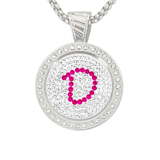 Chameleon Magnetic Necklace with Interchangeable "D" Micro Pave Crystal Golf Ball Marker in Pink