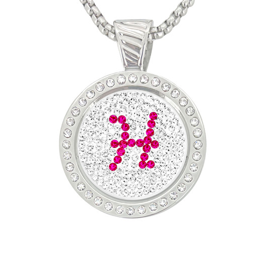 Chameleon Magnetic Necklace with Interchangeable "H" Micro Pave Crystal Golf Ball Marker in Pink
