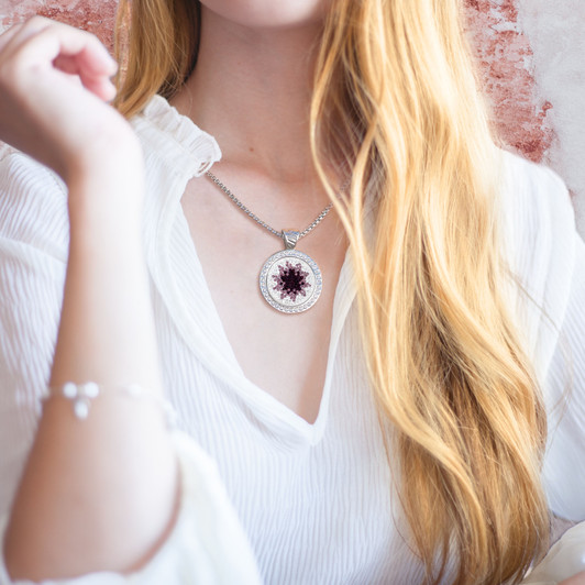 Chameleon Magnetic Necklace with Interchangeable Micro Pave Crystal  Ball Marker Purple Haze
