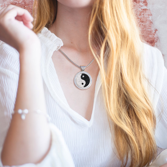 Chameleon Magnetic Necklace with Interchangeable Interchangeable Micro Pave Crystal  Ball Marker  Yin to My Yang