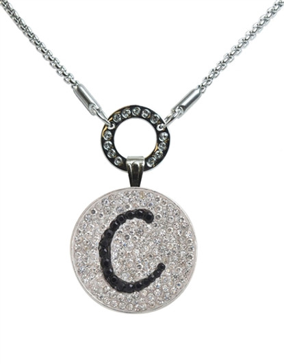Black Initial "C" Micro Pave Crystal Ball Marker on Allure Magnetic Necklace