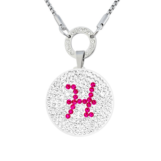 Pink Initial "H" Micro Pave Crystal Ball Marker on Allure Magnetic Necklace