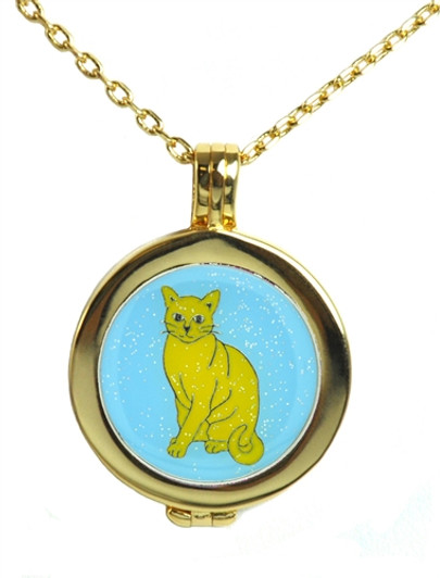 Live Love Life Gold Necklace with Glitzy Kitty Charm