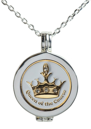 Live Love Life Silver Necklace with White Queen of the Course adorned with Crystals from Swarovski® Charm