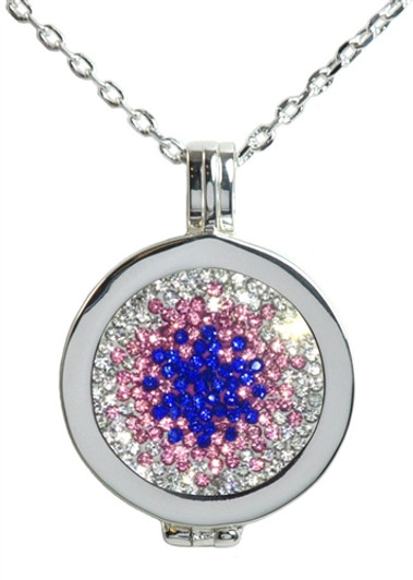 Live Love Life Silver Necklace with Twilight Micro Pave Crystal Charm