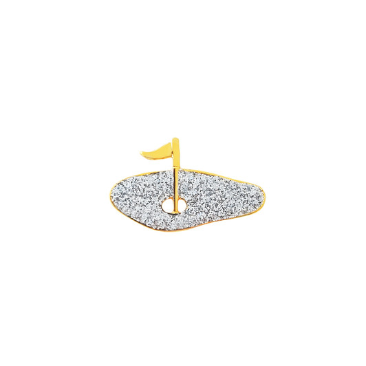 Diamond Dusted "Green with Flag" Heavy Glitter Pin