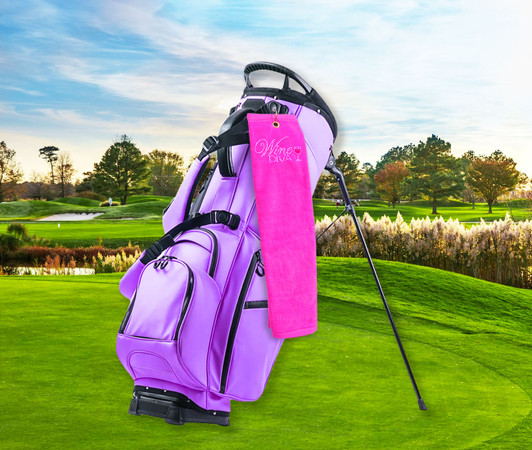 Golf Towel - Wine Diva Crystal Terry Cloth Golf Towel