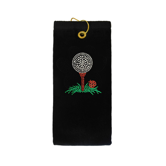 Golf Towel - Golf Tee Crystal Terry Cloth Golf Towel