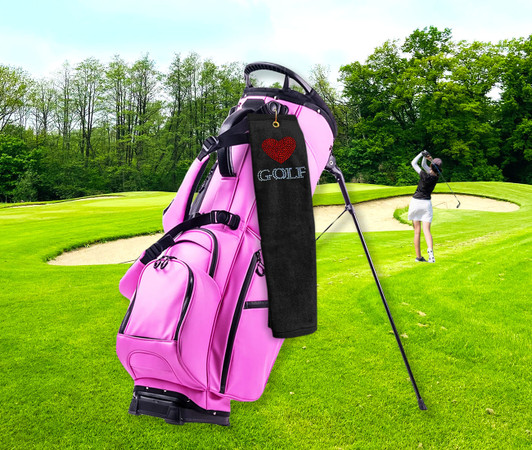 Golf Towel - Heart Golf Crystal Terry Cloth Golf Towel