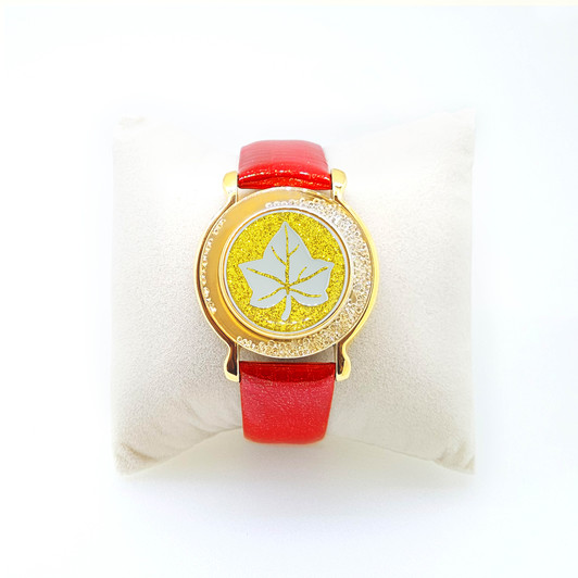 Red Leather Mark Your Spot™ Bracelet w/ Gold Ivy Ball Marker