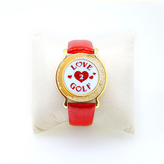 Red Leather Mark Your Spot™ Bracelet w/ Love 2 Golf Ball Marker