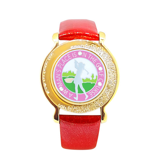 Red Leather Mark Your Spot™ Bracelet w/ Woman's Place Ball Marker adorned with Crystals from Swarovski®