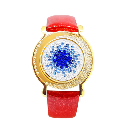 Red Leather Mark Your Spot™ Bracelet w/ "Paris At Night" Micro Pave Crystal Ball Marker